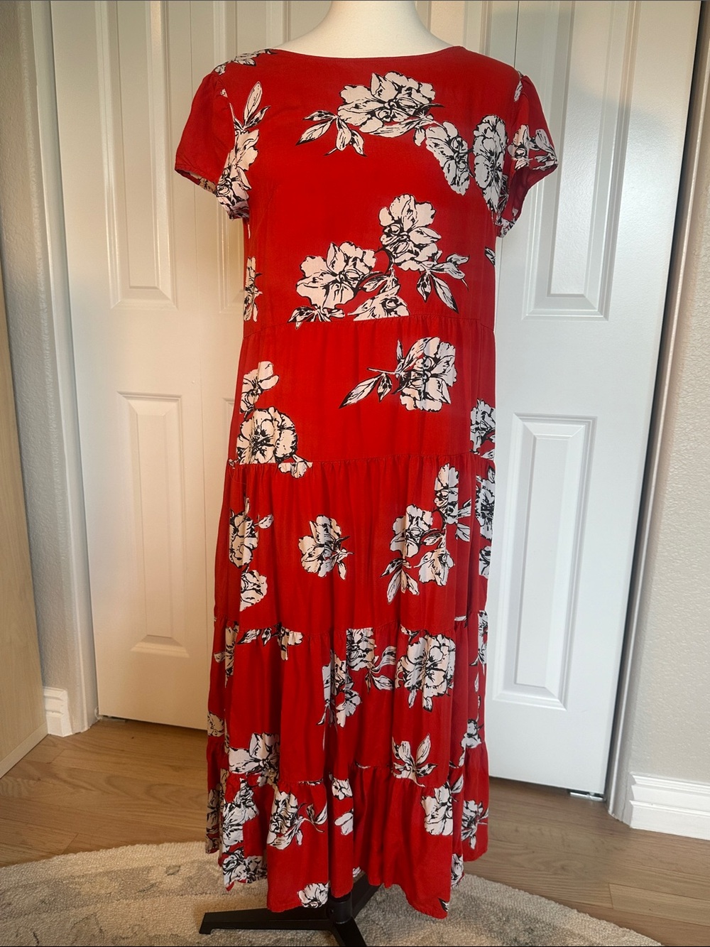 Free People Red Floral Tiered Maxi Dress